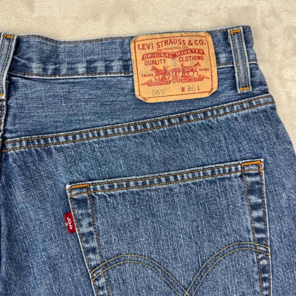 Levis 569 Men 36 Blue‎ Loose Fit Denim Shorts Baggy Jorts Skater Y2K 2008